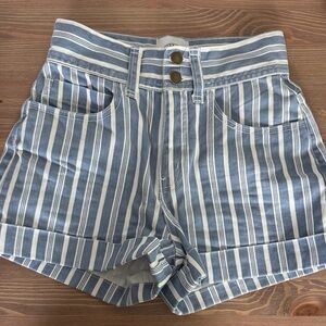 Urban Outfitters Blue Striped High Waist Shorts